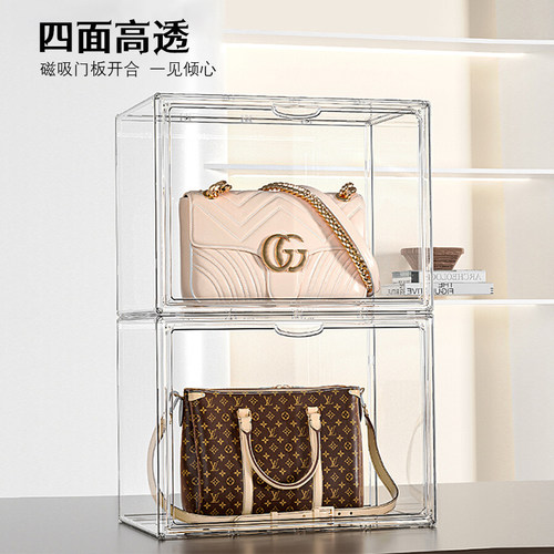 包包收纳盒神器透明柜挂袋奢侈品防尘展示柜子亚克力家用包置物架 - 图0