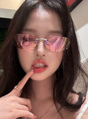 银色无框y2k千禧墨镜女网红拍照