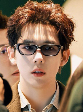 王安宇同款方框蓝色墨镜复古小框