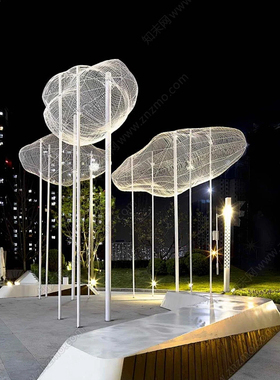 户外不锈钢镂空云朵雕塑公园园林景观小区草坪水景落地摆件装饰品