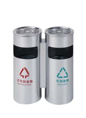 庄太太不锈钢分类垃圾桶广场商场地铁走廊果皮箱正方形网盖双桶ZT