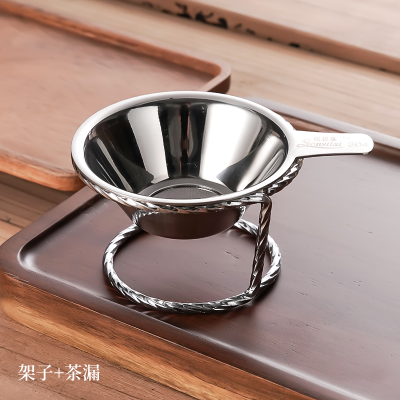 茶漏304加厚不锈钢茶漏茶滤茶具配件加密茶隔茶滤网茶叶过滤器 - 图0