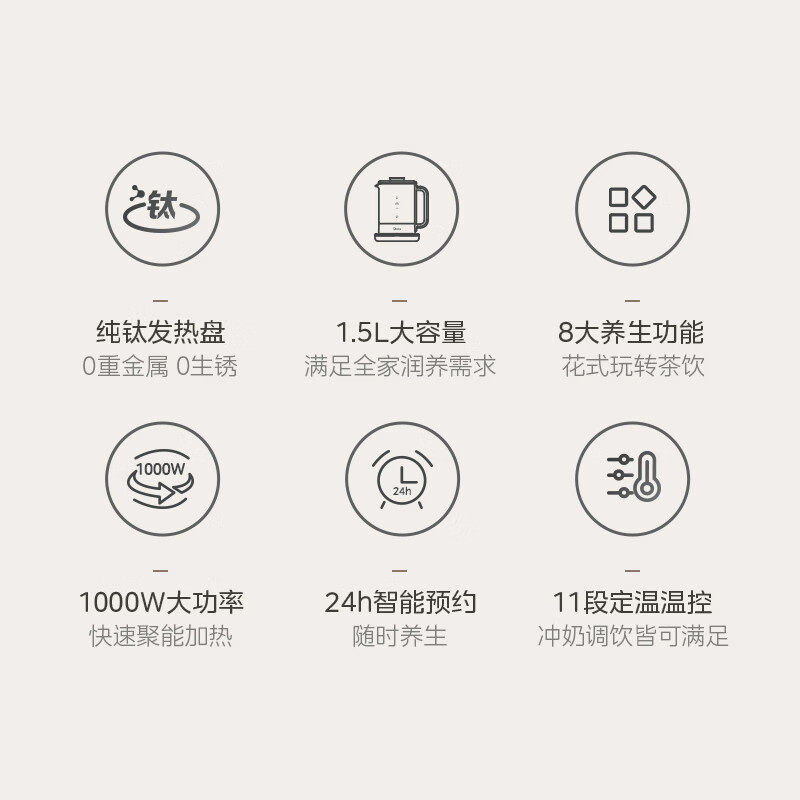 美的纯钛养生壶办公室小型全自动加厚玻璃煮茶器烧水壶家用多功能,淘宝优惠券,粉丝福利购,淘宝优惠卷