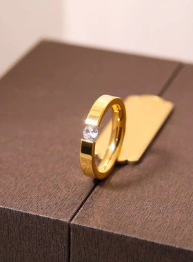 水洗不褪色钛钢锆石情侣对戒