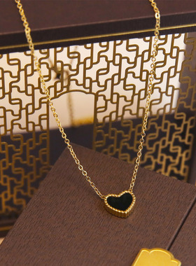 钛钢不褪色双面爱心项链