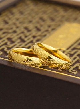 不褪色钛钢龙鳞年年有余情侣戒