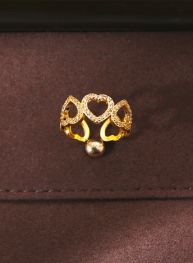 不褪色可水洗钛钢爱心镂空戒指