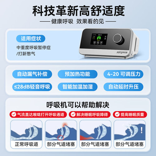 尚瑞双水平呼吸机医用ST老人全自动止鼾睡眠呼吸暂停打鼾呼吸器 - 图1