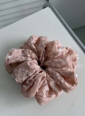亮片蕾丝加密发圈大肠丸子头花春夏米黄粉黑色芭蕾风少女甜美网红