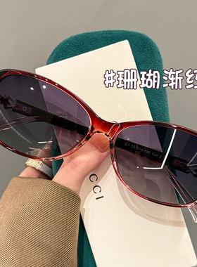 复古椭圆大框太阳眼镜女