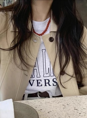 高级感安哥拉红色串珠项链