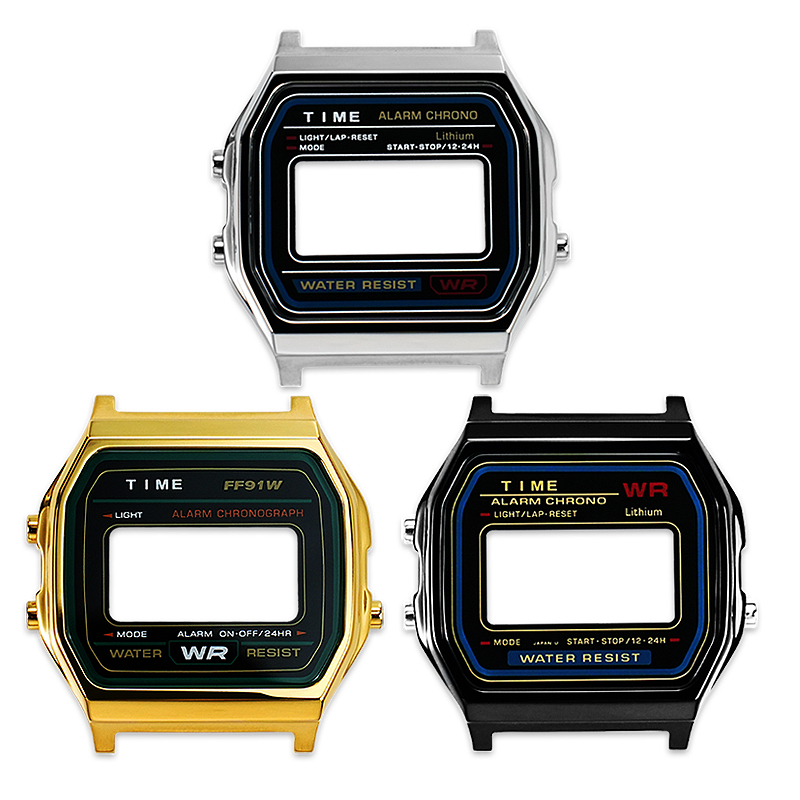 适配卡西欧小方块A158WA/A159/A168/F91改装金属手表壳不锈钢外壳 - 图3