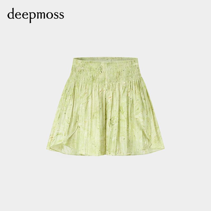 【deepmoss】2024春夏新款女装时尚休闲水泽荡褶拼接飘片高腰裙裤 - 图3