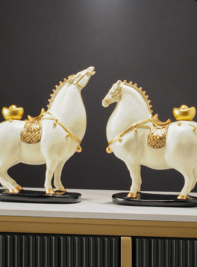 新中式唐马上有钱摆件办公室老板桌马到成功装饰乔迁客厅玄关开业