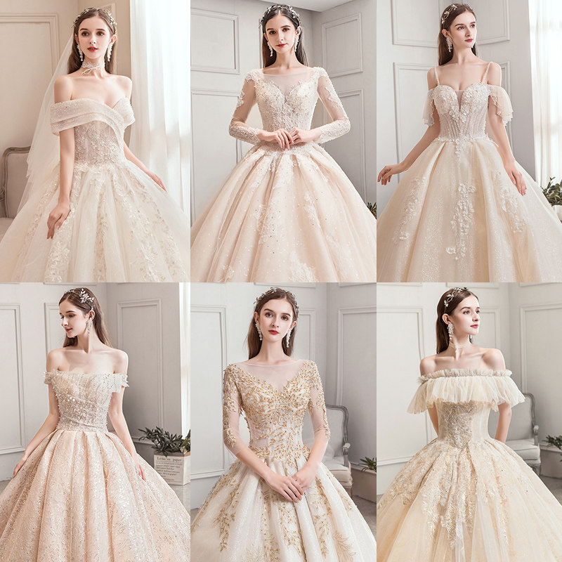 出租2020新款新娘简约白纱齐地婚纱 红妆红尚婚纱