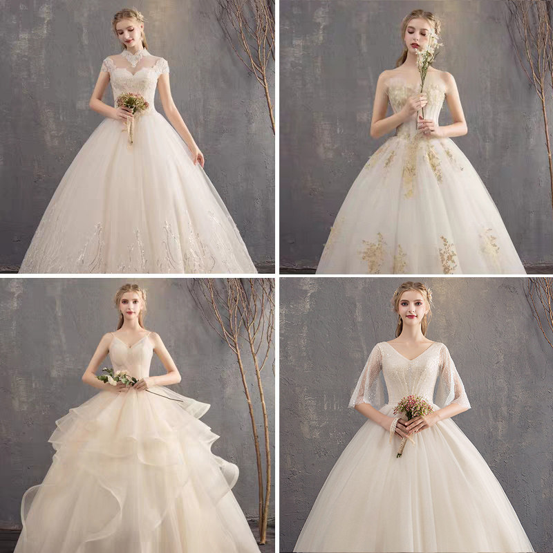 出租2020新款新娘简约白纱齐地婚纱 红妆红尚婚纱