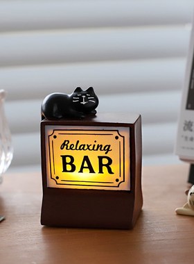热销小日子不翻篇 日式咖啡店猫咪酒吧小夜灯礼物复古桌面装饰摆