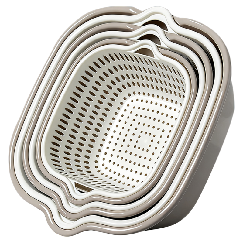 六件套洗菜篓子双层洗菜盆沥水篮厨房洗水果滤水篮淋漏水神器网红 - 图3