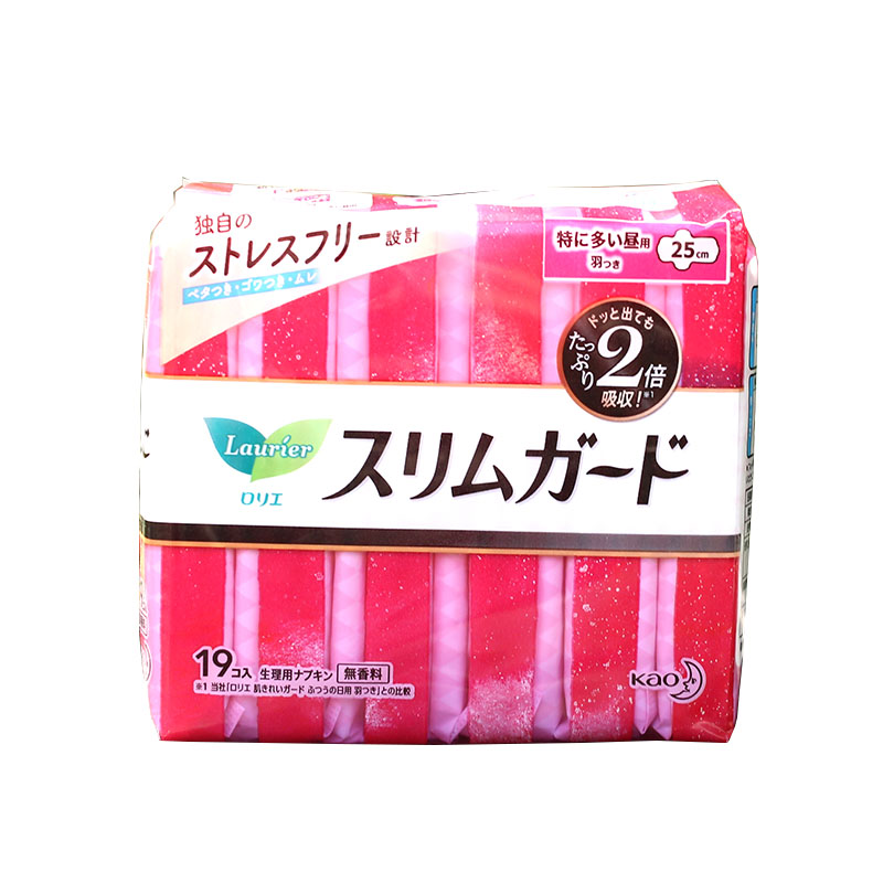 日用19片25cm 日本花王卫生巾 超薄1mm棉柔 零触感 日用无香 玫瑰