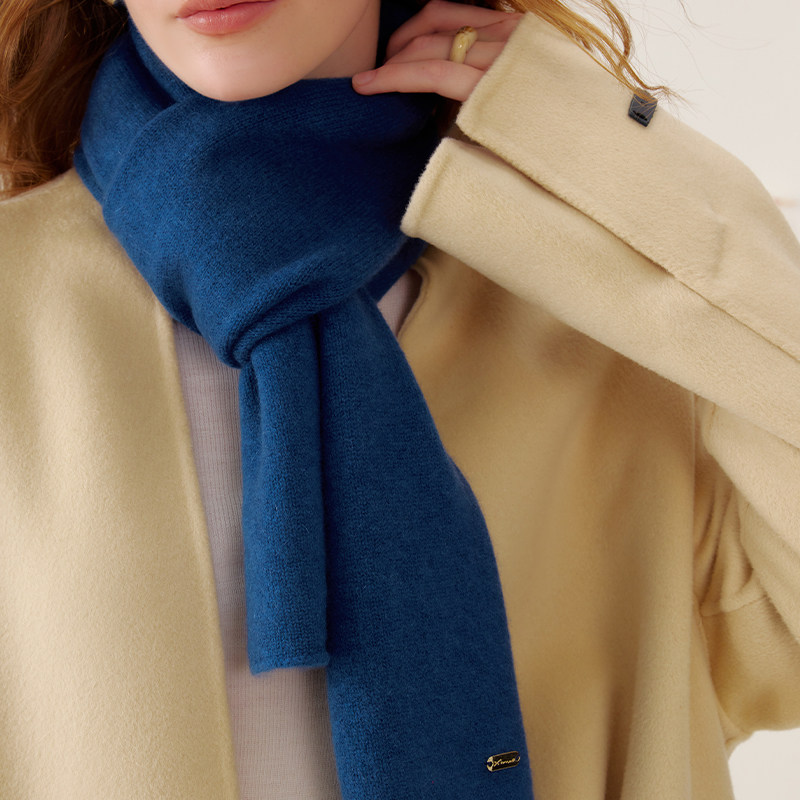 xinuosichou惜诺 康赛妮100%山羊绒围巾女冬季简约蓝色围脖可亲子,淘宝优惠券,粉丝福利购,淘宝优惠卷