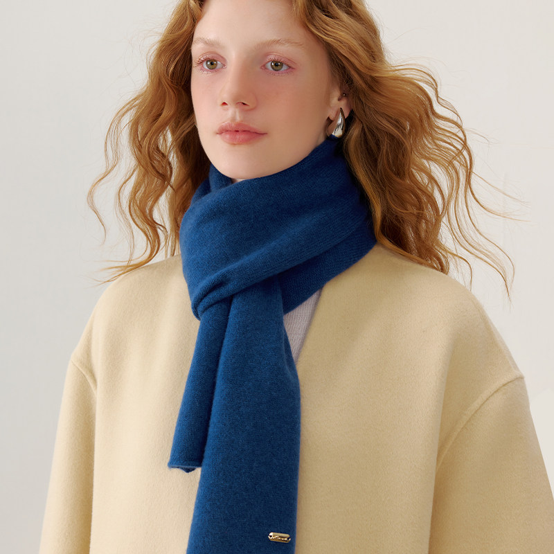 xinuosichou惜诺 康赛妮100%山羊绒围巾女冬季简约蓝色围脖可亲子,淘宝优惠券,粉丝福利购,淘宝优惠卷