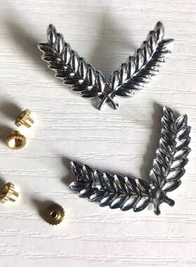 领花空姐帽徽金银色领针胸针安保金属徽章保安服饰配件