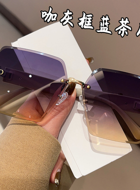 无边框墨镜女士高级感大脸显瘦