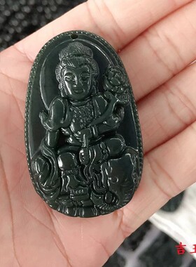 正品和田玉青玉生肖守护神吊坠 十二生肖男女款本命佛守护神玉坠
