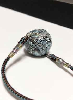 D476# 天然原矿绿松石水墨丹青大版平安扣吊坠锁骨链24*17mm