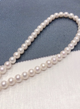 D1057# 表面无瑕四面圆四面光天花板级别项链 天然淡水珍珠正圆