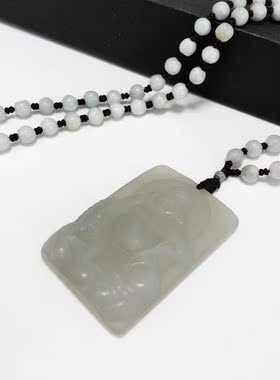D1123# 天然和田玉烟紫老料佛公吊牌53*34*9.5mm 重35.99克配证书