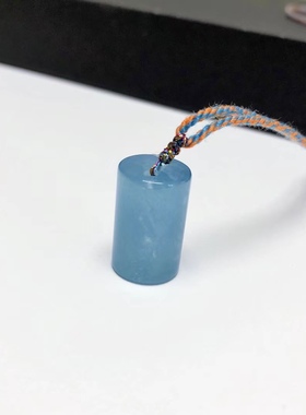 D106# 天然海蓝宝柱子吊坠能量柱锁骨链带猫眼 19*12mm 6.13克