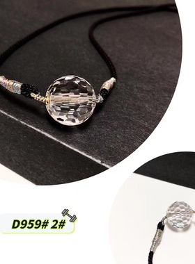 D959# 天然白水晶宝石刻面全透体圆珠吊坠 锁骨链 多款可选