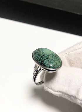 G41# 天然原矿绿松石戒指21*15.3mm