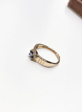 G78# S925银镀金无烧蓝宝石戒指 内4*5mm 外8.5*6mm