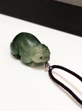 D629# 天然和田玉碧玉老料貔貅吊坠36.5*23*19.5mm 重23.95克
