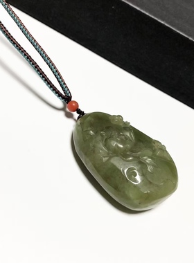 D1188# 天然和田玉黄口老料莲花吊坠 吉祥如意挂件45*33.8*16mm