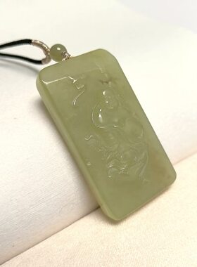 D1179# 天然和田玉黄口料佛公吊坠50.3*26.3*9.8mm 重34.65克