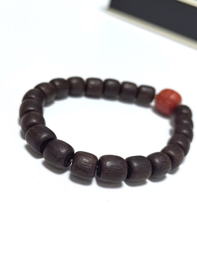 S310# 天然沉香木手串手链7.8*7.2mm配南红回纹珠滚运珠11*10.3mm