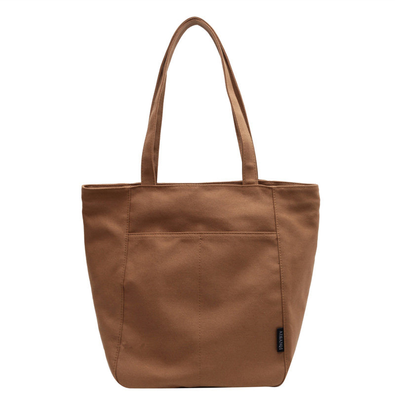 秋冬新款焦糖色帆布包女生简约单肩包容量量实用通勤手提托特包包,淘宝优惠券,粉丝福利购,淘宝优惠卷