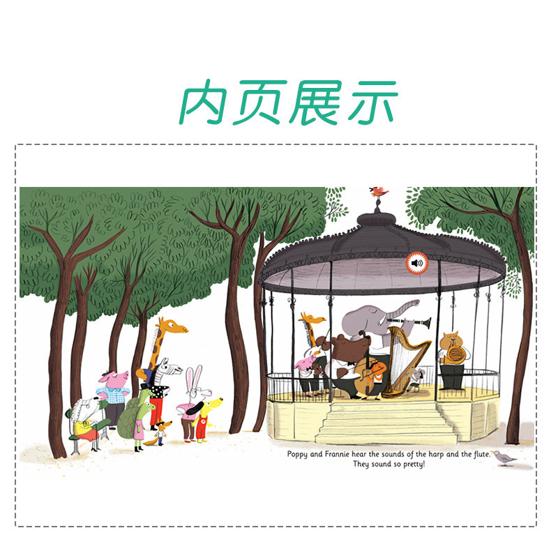 4册法国幼儿音乐启蒙发声书Poppy音乐奇遇记 正版进口英文原版绘本 宝宝幼儿童英语益智早教玩具书古典音乐认知读物图书