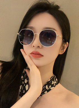 墨镜女防晒UV400适合方圆脸白色