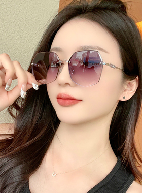 无框多边形墨镜女潮时尚防晒开车