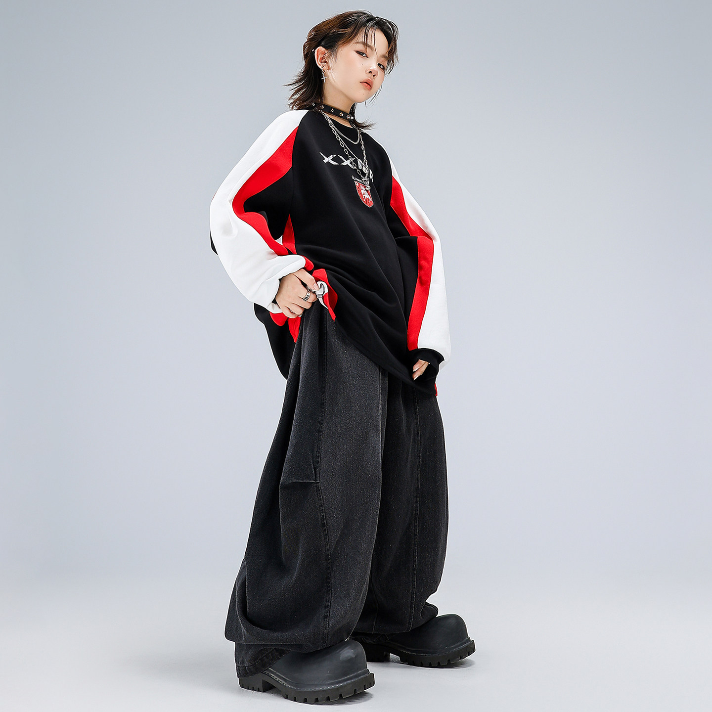 儿童嘻哈街舞服套装男女童帅气拼色卫衣hiphop架子鼓舞蹈表演出服,淘宝优惠券,粉丝福利购,淘宝优惠卷