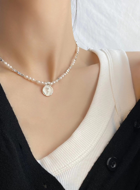 古罗珠宝925纯银女生贝母玫瑰花