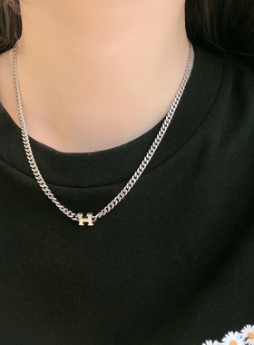 s925纯银茚项链坦克链女