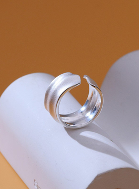 古罗珠宝女生s925银戒指不规则