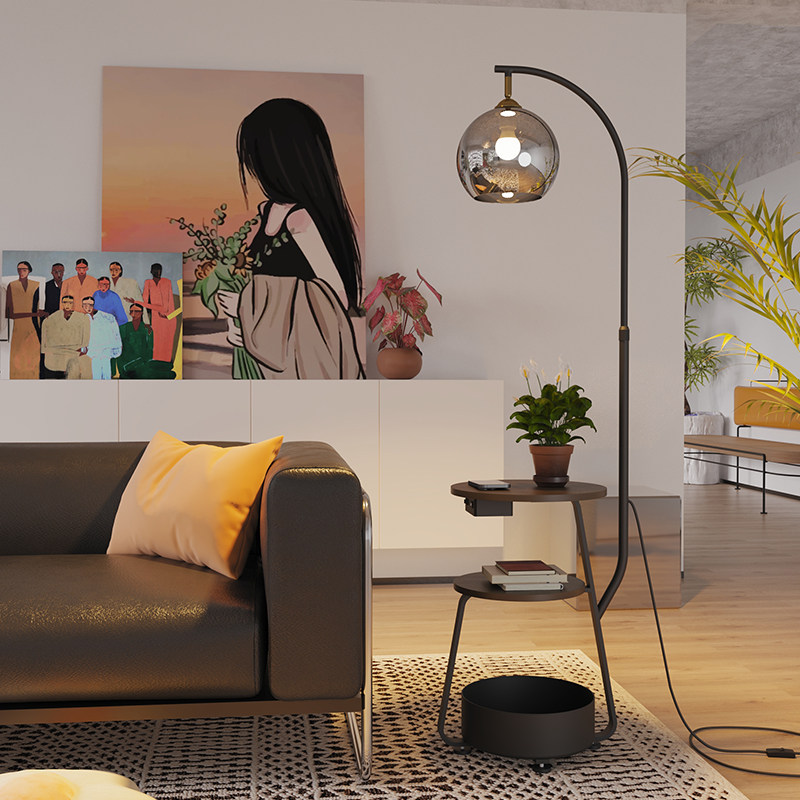 客厅沙发边几置物落地灯意式极简中古风氛围感卧室床头柜台灯一体,淘宝优惠券,粉丝福利购,淘宝优惠卷