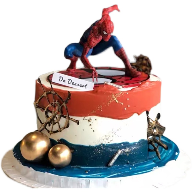 蜘蛛侠生日蛋糕装饰摆件插件网红抖音同款创意儿童蛋糕装饰摆件-图3