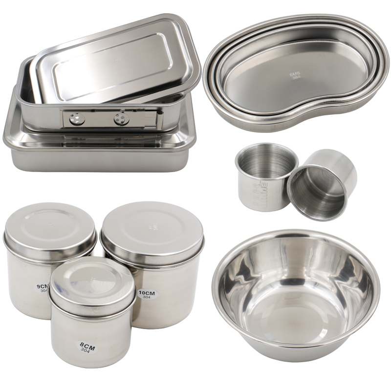 医用不锈钢器械消毒盒加厚304防碘伏有无孔方盘腰盘酒精罐棉花缸 - 图3